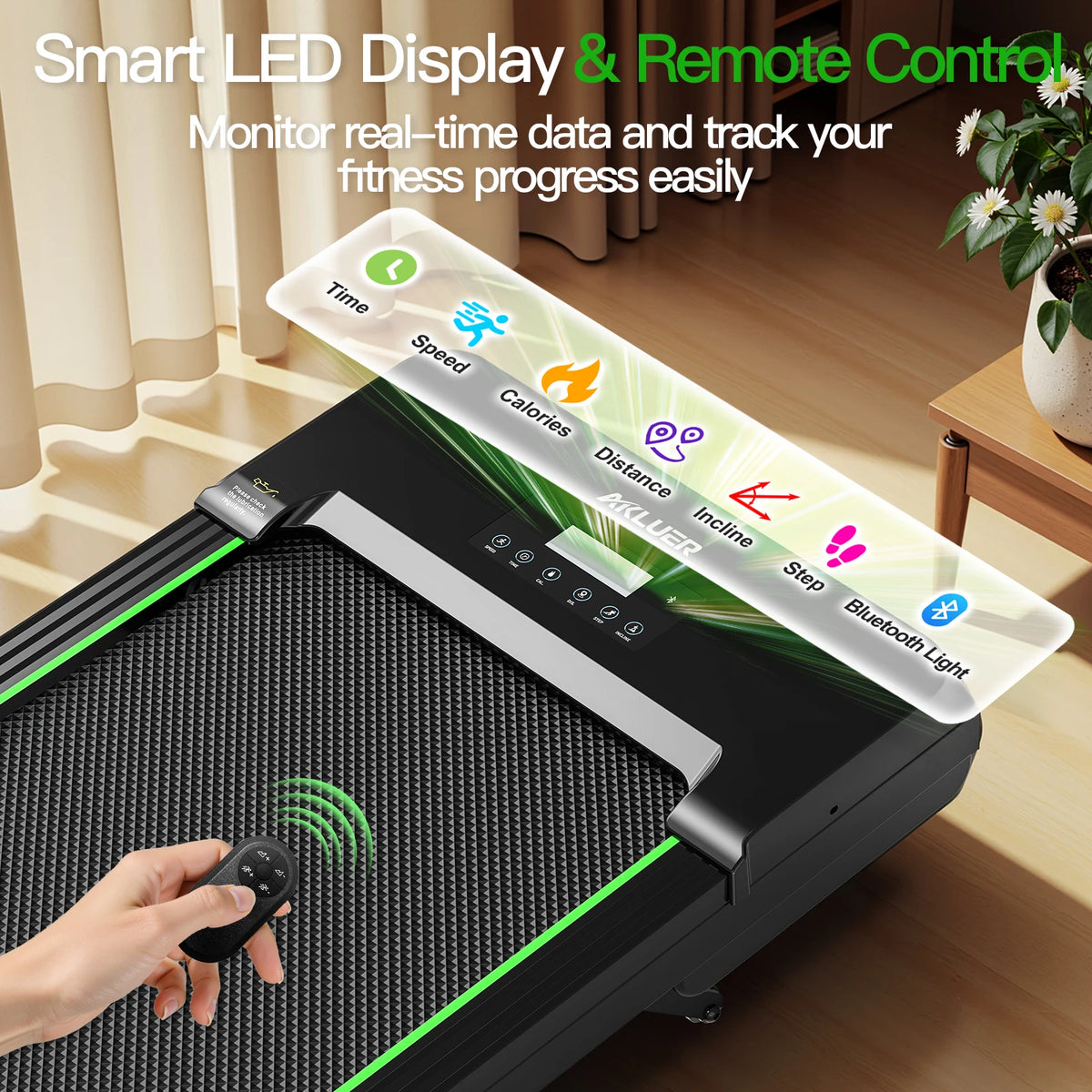 AKLUER Walking Pad With Auto Incline And Bluetooth Speaker