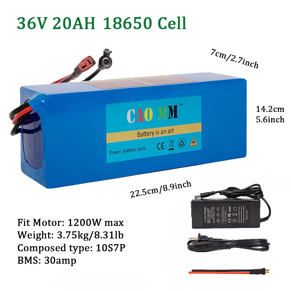CAO MM 36V Ebike Battery 10 20Ah Powering 200 1200W