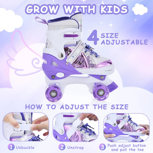 Adjustable Luminous Roller Skates for Kids Girls Boys