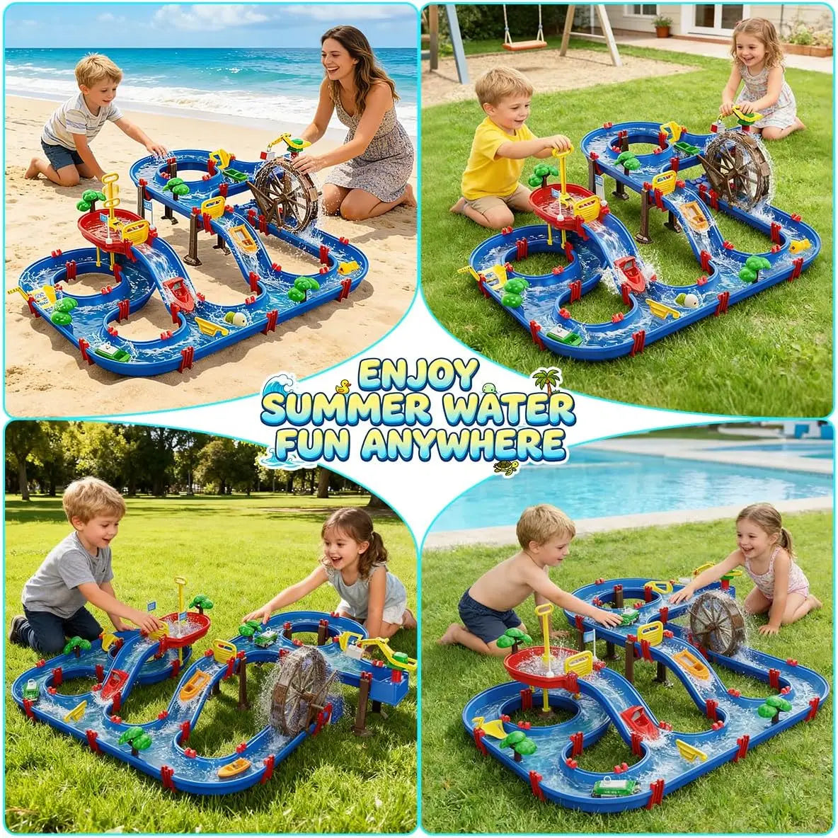 VATOS Outdoor Water Table With 2 Tier Water Wheel Playset