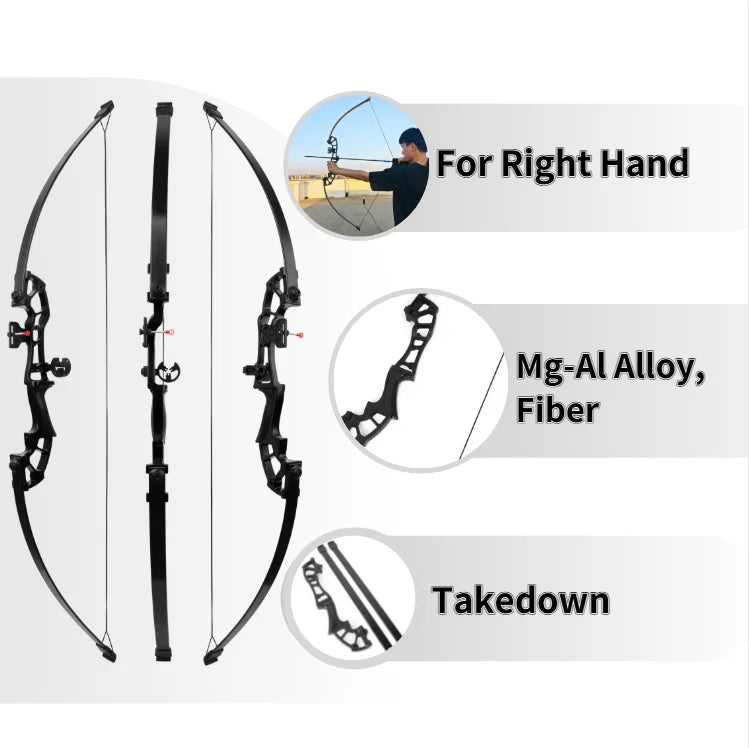 Recurve Bow Takedown With Bamboo Core Limbs Wooden Riser