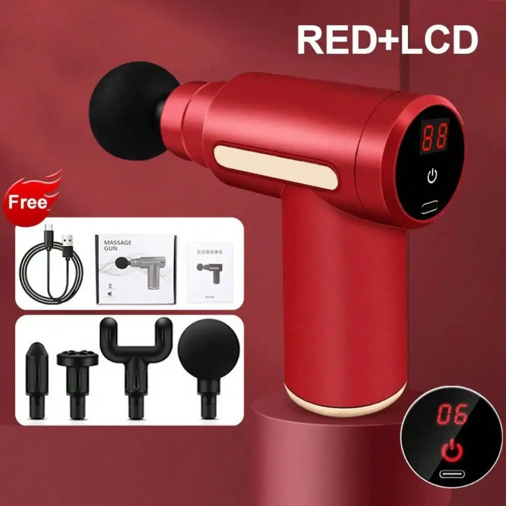 Portable Massage Gun With USB Rechargeable Battery And 4 Interchangeable Heads