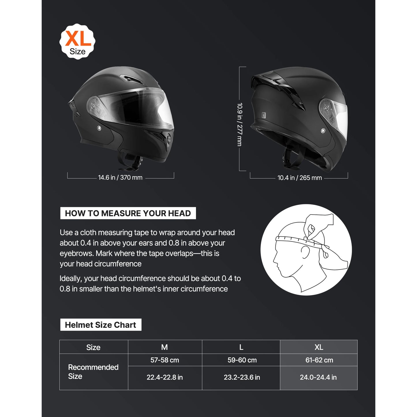 SucceBuy Modular Motorcycle Helmet With Large Clear Visor For Adults