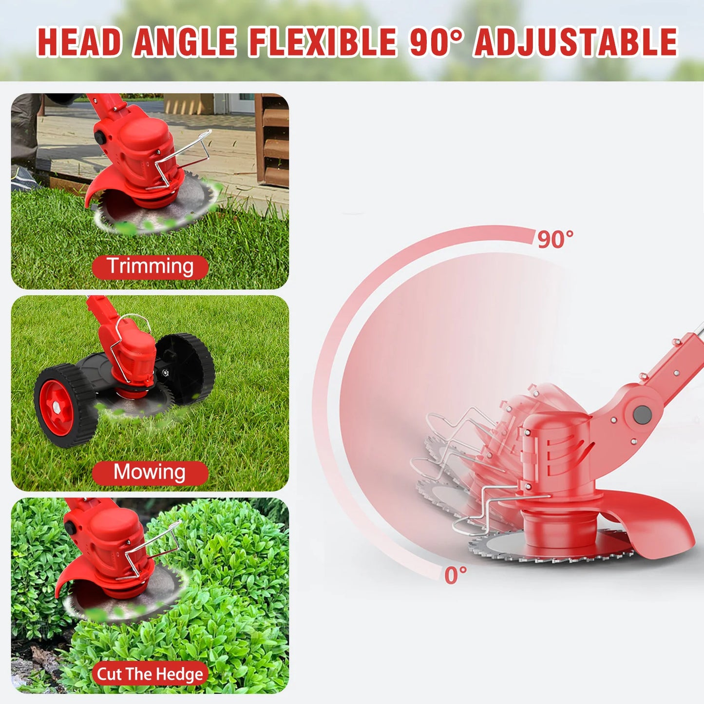 21V Cordless Weed Wacker 3 In 1 Trimmer With Wheels