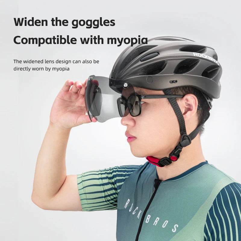 ROCKBROS Cycling Helmet With Integrated Goggles For MTB And Road