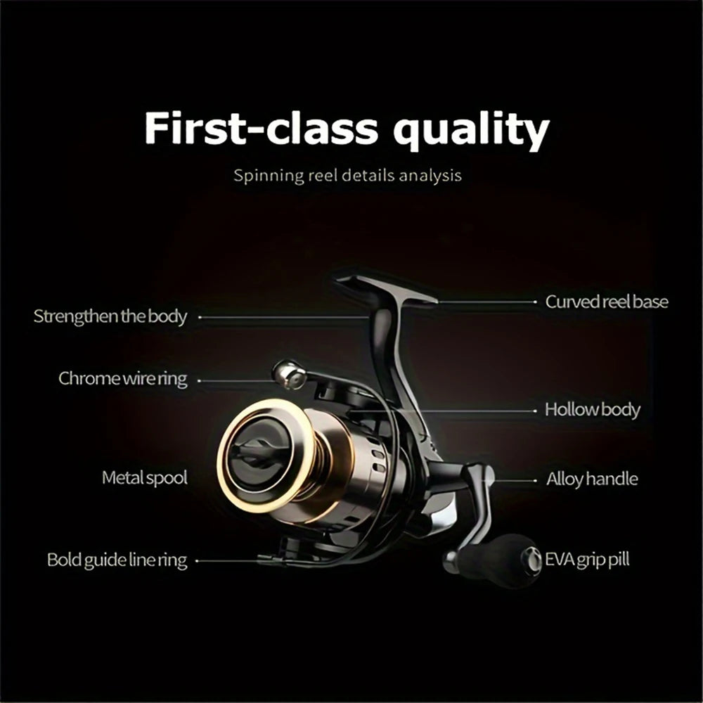 Professional Metal Spool Spinning Reel 5.2 Gear Freshwater Saltwater Fishing