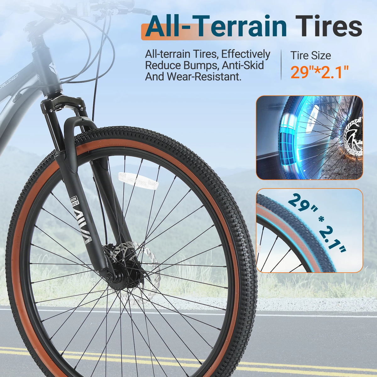 AIVA Hardtail Mountain Bike Aluminum Frame With Disc Brakes
