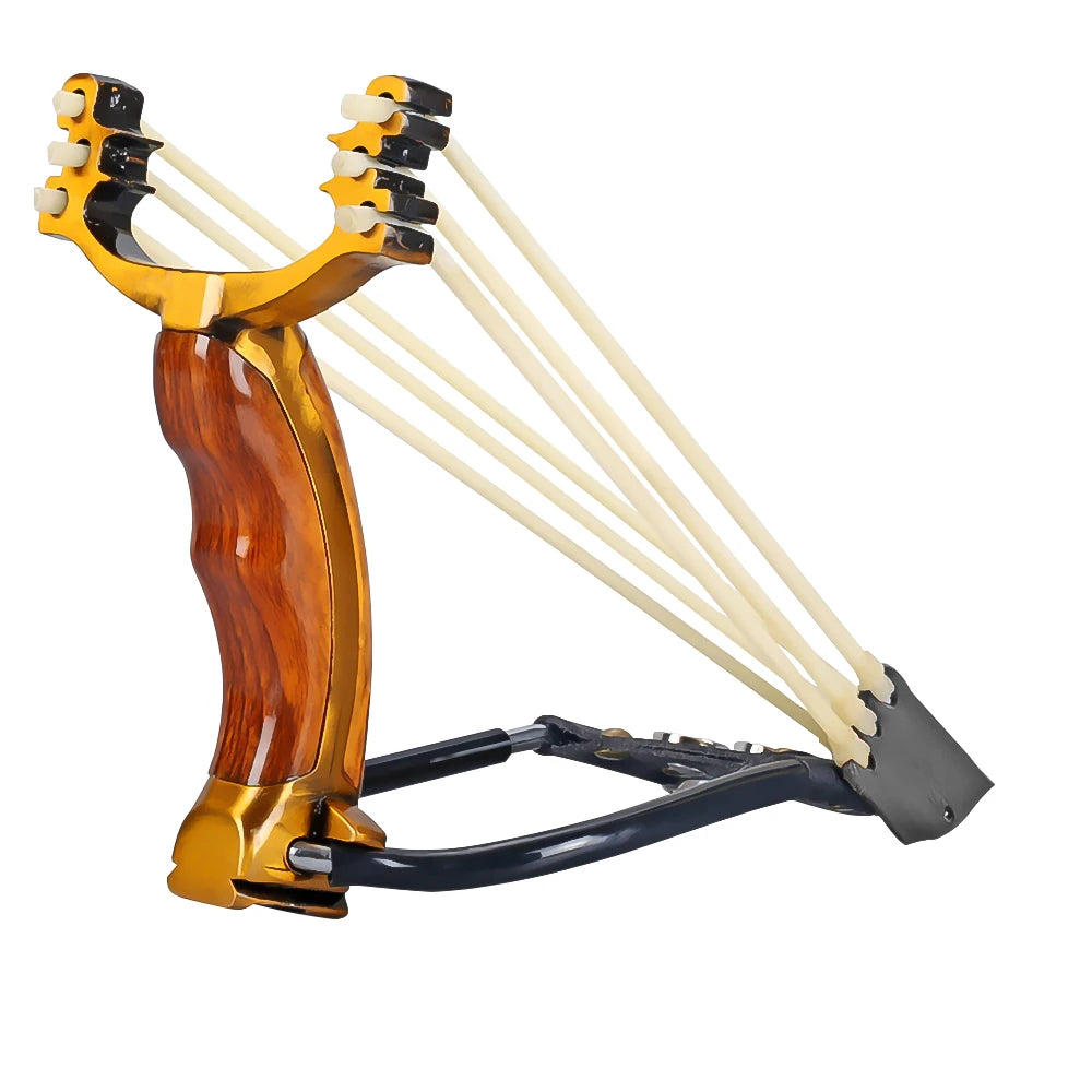 Outdoor Slingshot Set Alloy Wooden Handle With 3 Rubber Bands