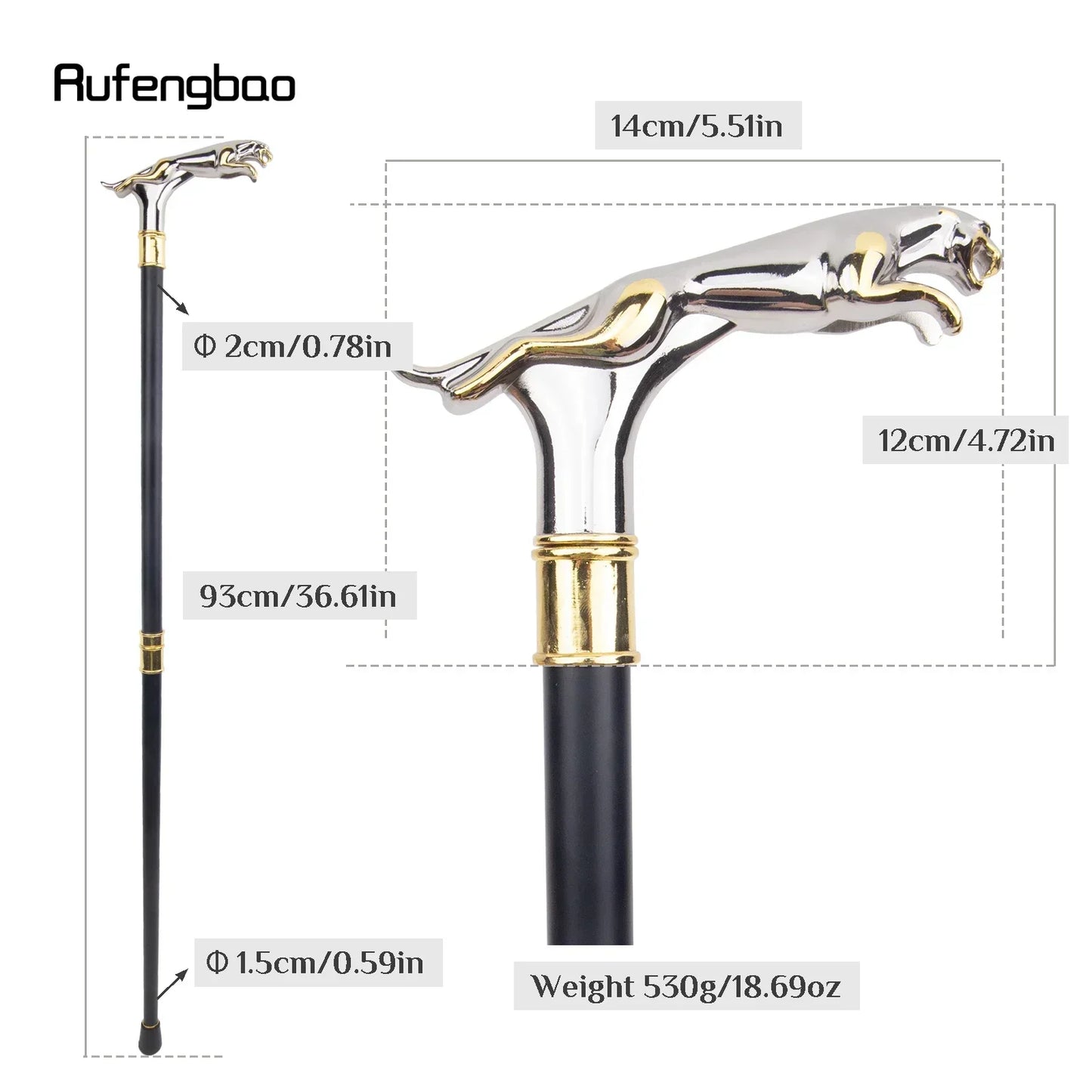 Rufengbao Walking Stick White Golden Leopard Cane