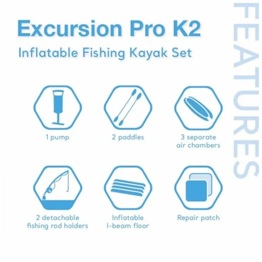 Excursion Pro K2 Inflatable Kayak Set With Deluxe Seat