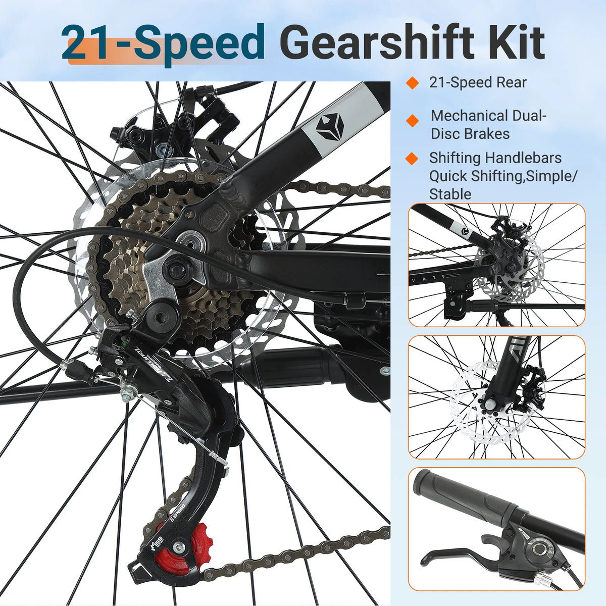 AIVA Hardtail Mountain Bike Aluminum Frame With Disc Brakes
