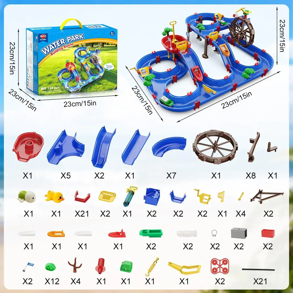 VATOS Outdoor Water Table With 2 Tier Water Wheel Playset