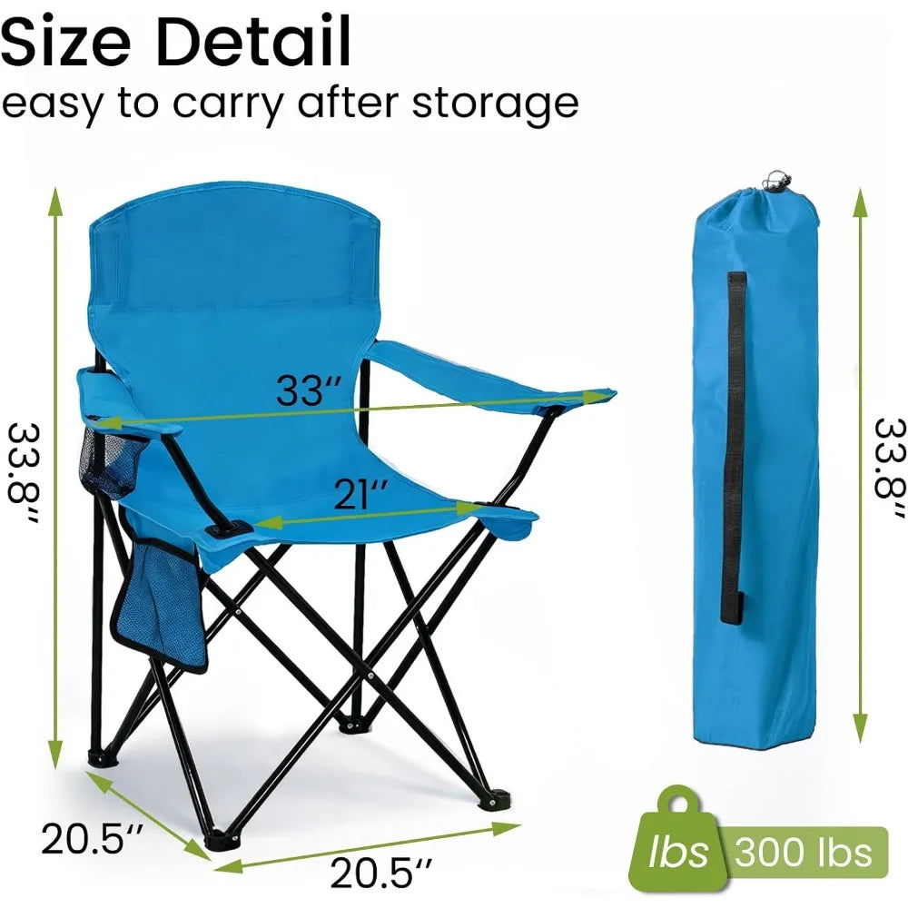 NBVCX Lightweight Folding Camp Chair High Back Cup Holder 300lbs