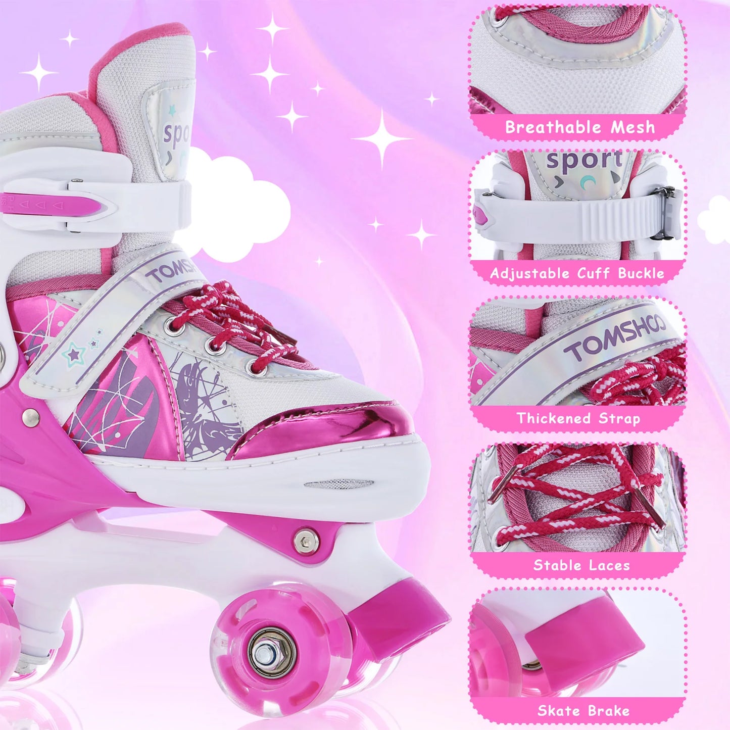 Adjustable Luminous Roller Skates for Kids Girls Boys