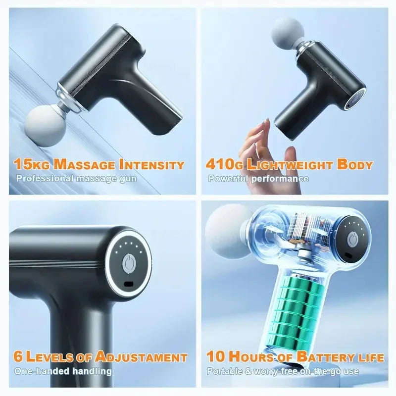 Portable Fascia Massage Gun With 4 Heads And 6 Speeds