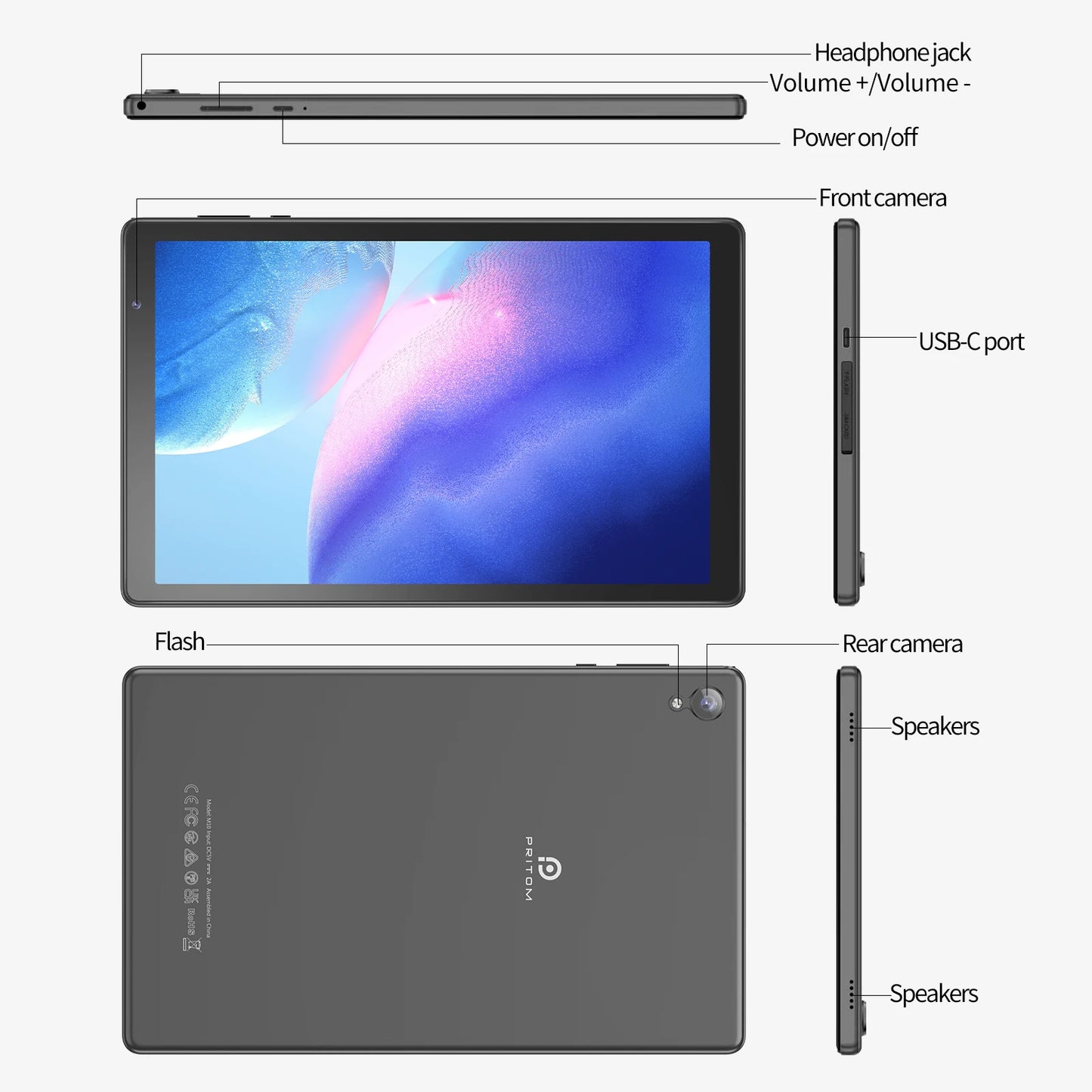 PRITOM Android 14 TabletPC 2GB RAM Quad Core WiFi 6