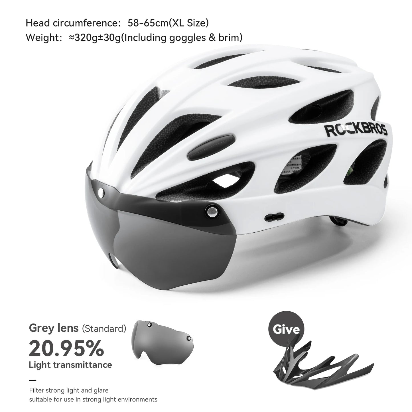 ROCKBROS Cycling Helmet With Integrated Goggles For MTB And Road