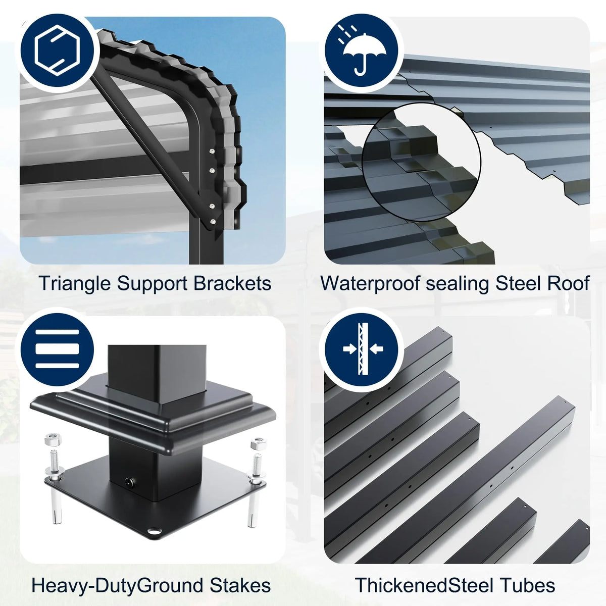 VIWAT Heavy Duty Metal Carport For Patio Or Garden