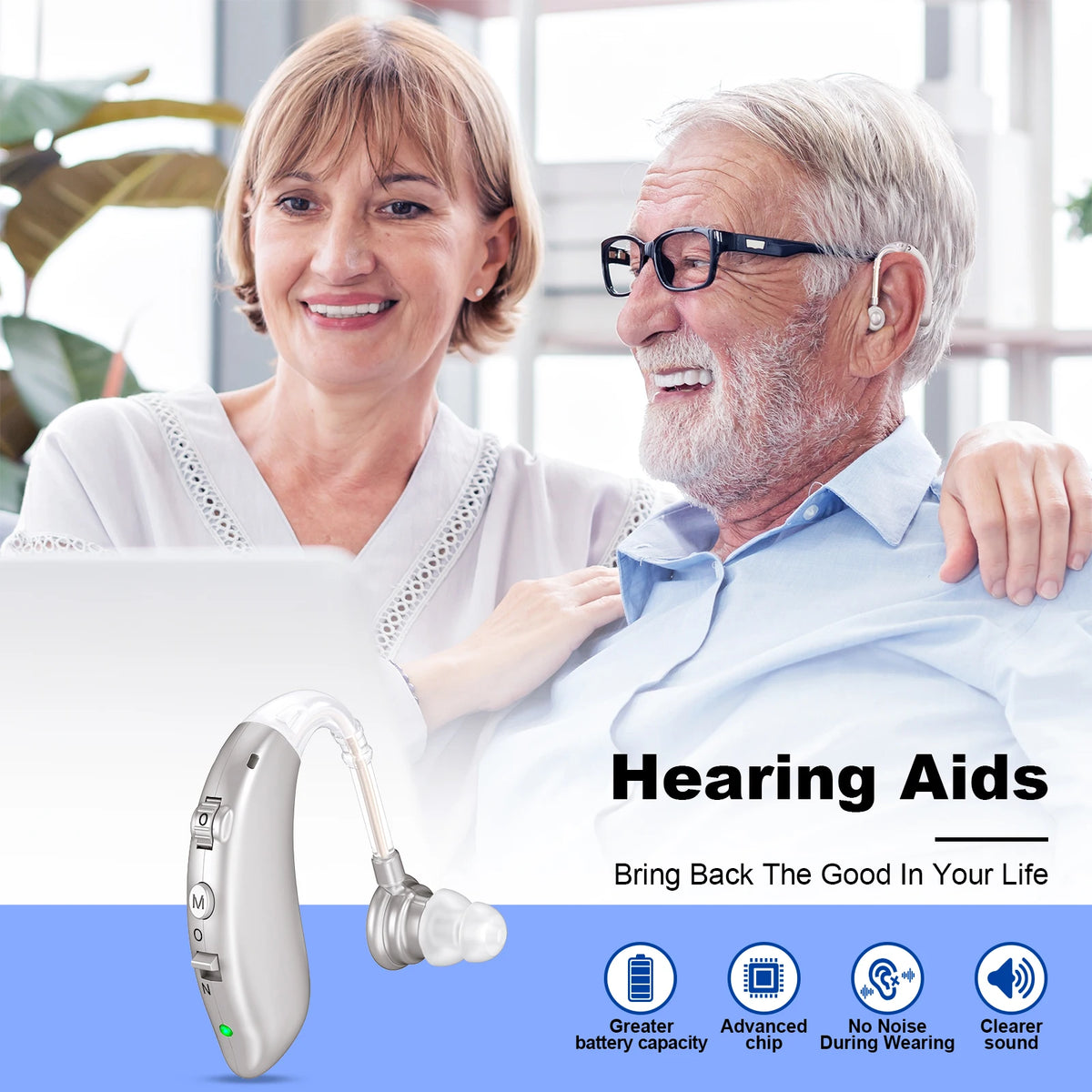 K&FCOPTEE Volume Adjustable Invisible Hearing Aids Rechargeable Portable