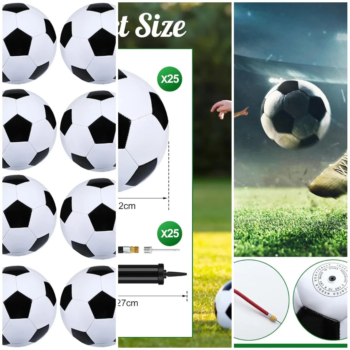 YTYIN Deflated Soccer Balls With Pumps Bundle Kit