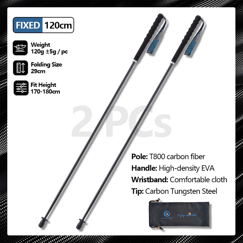 Okhealing T800 Carbon Fiber Trekking Poles Collapsible Hiking Sticks