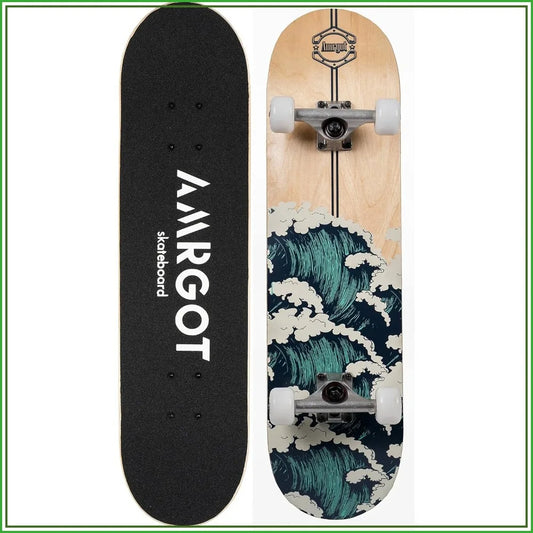 Beginner Complete Skateboard With 7 Ply Maple Deck Double Kick