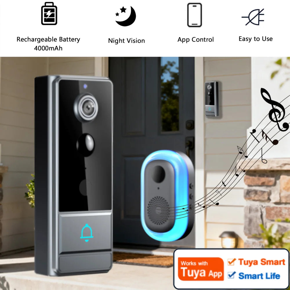 XBIBI Wireless Smart Video Doorbell With PIR Motion Detection
