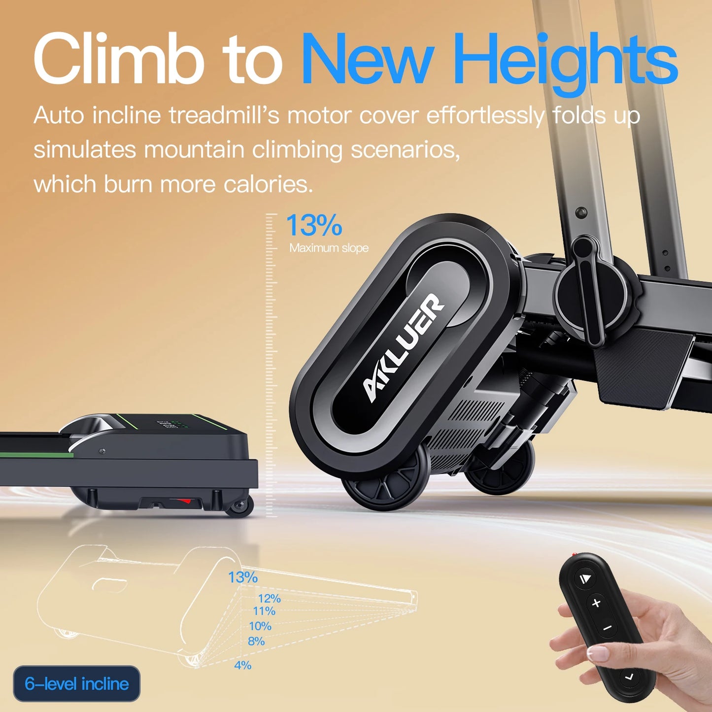 AKLUER Auto Incline Walking Pad Under Desk Treadmill TwoPointFiveHP