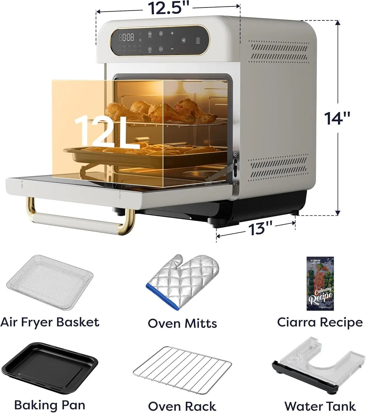 XMSJ 8-In-1 Air Fryer Steam Countertop Toaster Oven Kitchen Cooker