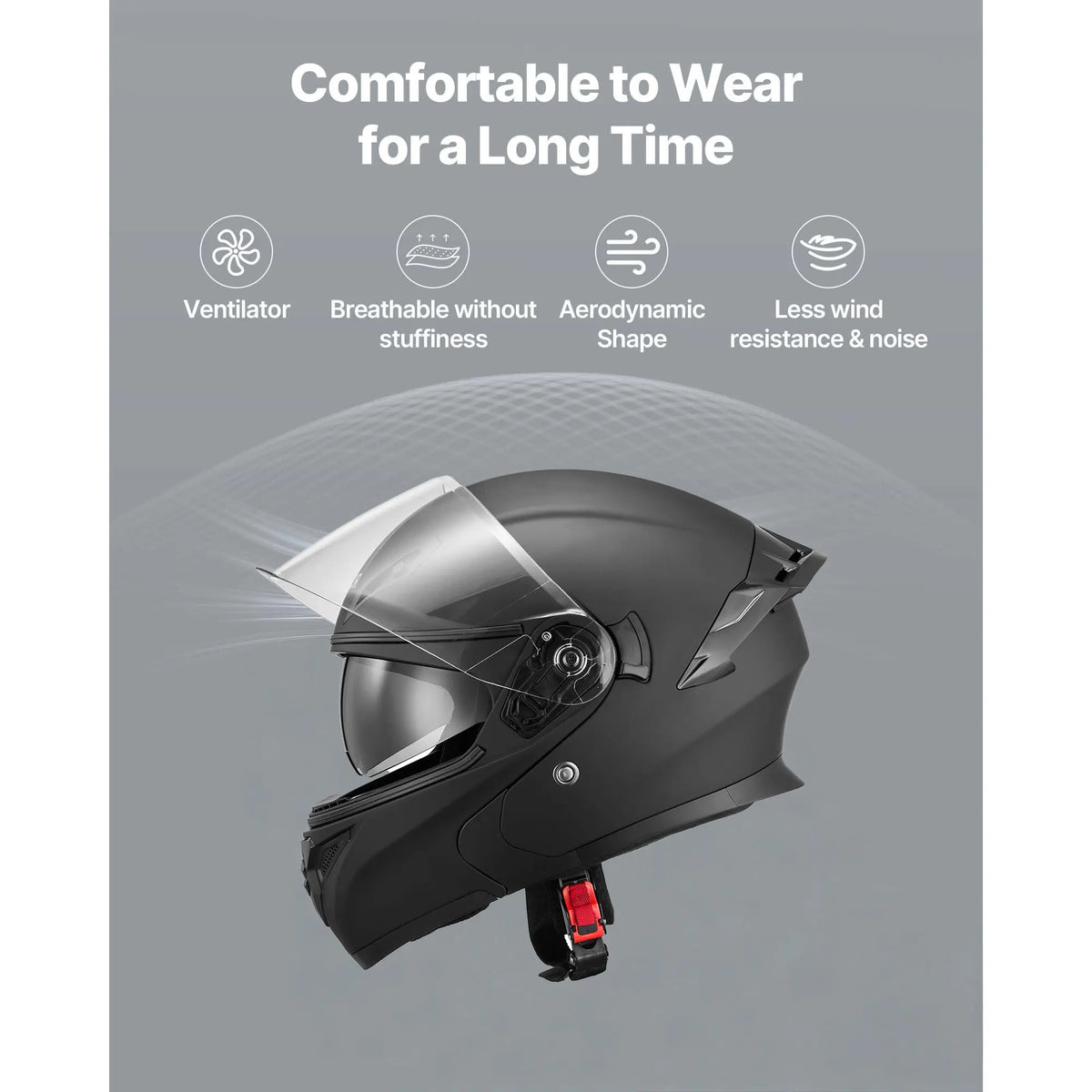 SucceBuy Modular Motorcycle Helmet With Large Clear Visor For Adults