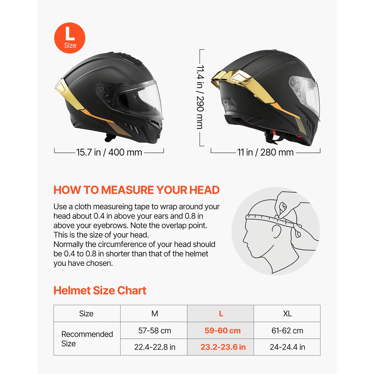 SucceBuy Full Face Motorcycle Helmet Dual Visor Lightweight Comfort