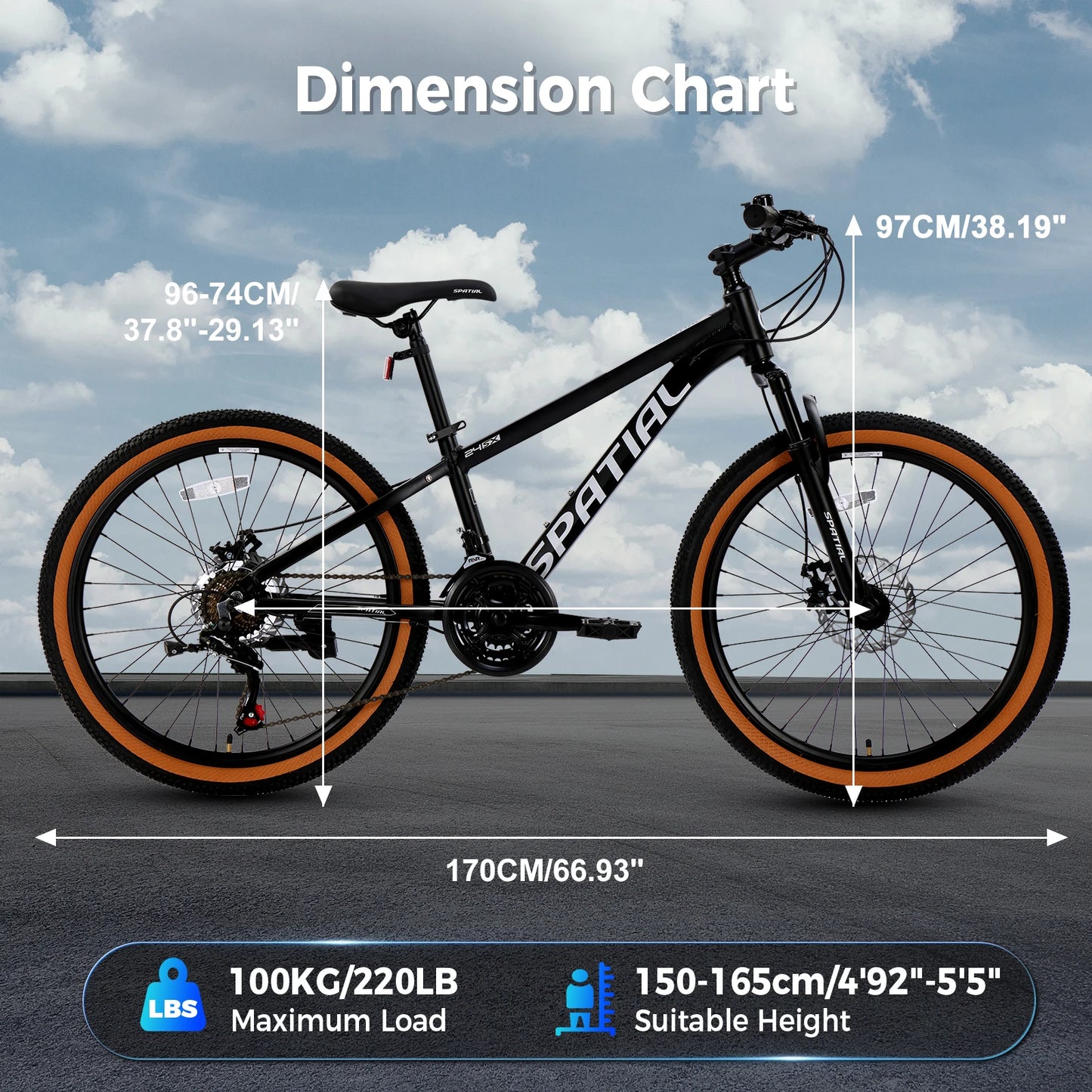 Spatial MT26FS Hardtail Mountain Bike 21 Speed Aluminum Frame