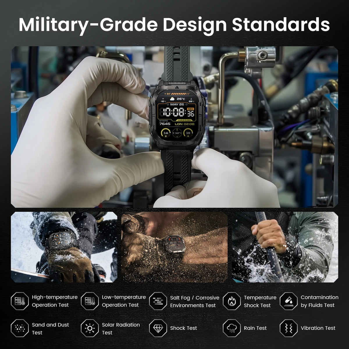 Kospe Tank M4C GPS Smartwatch For Men 5ATM Waterproof