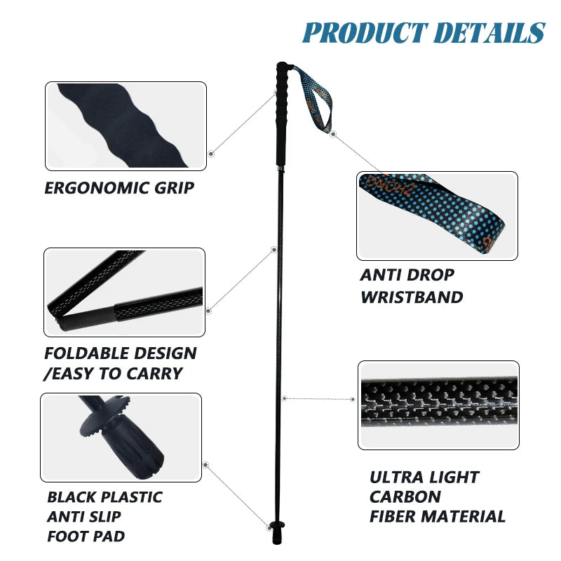 Okhealing T800 Carbon Fiber Trekking Poles Collapsible Hiking Sticks