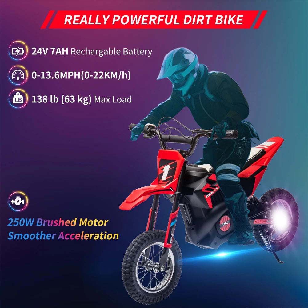24V Kids Ride On Motorcycle With 250W Motor Disc Brake