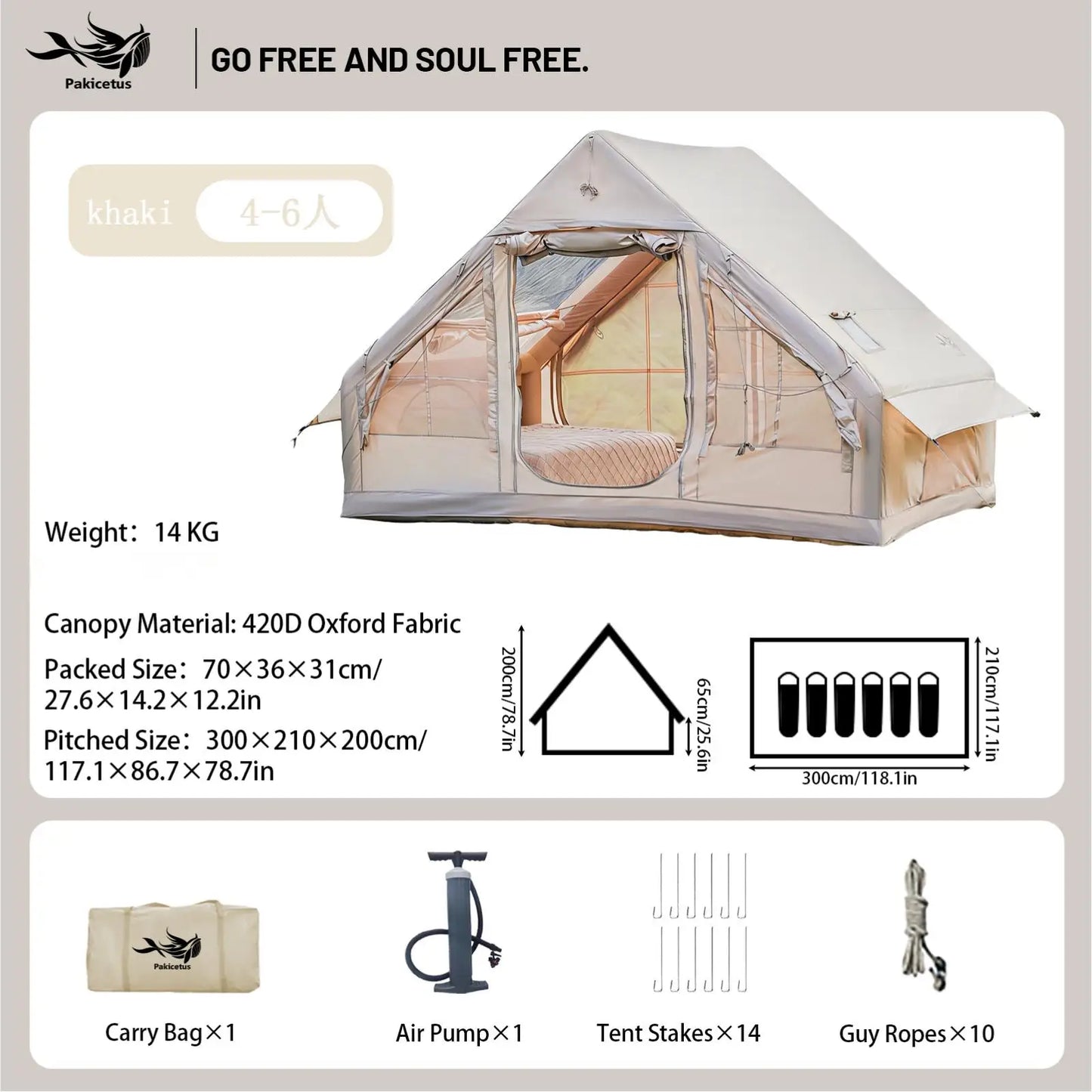 Pakicetus Quick Setup Inflatable Camping Tent