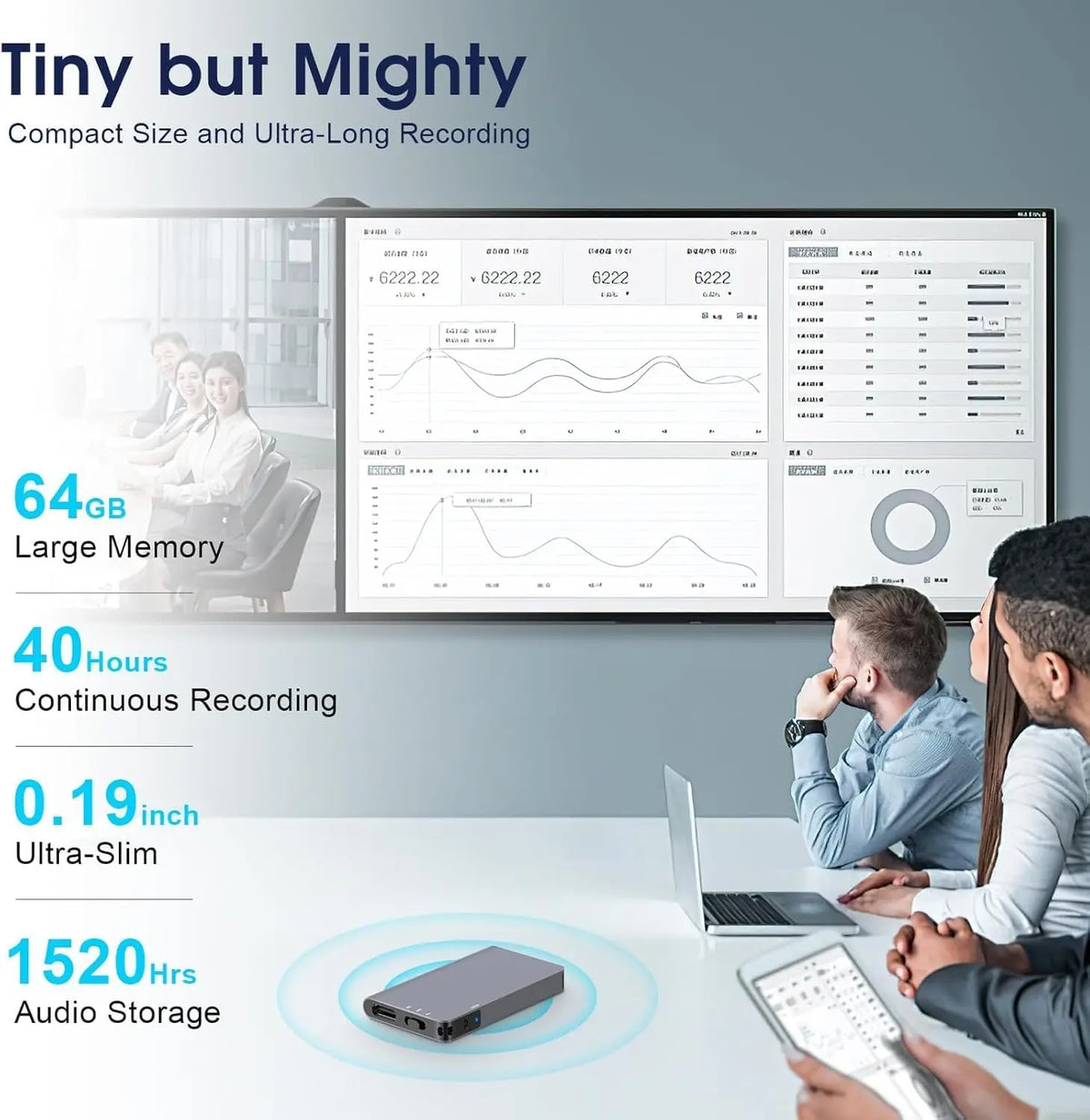 Voice Recorder With AI Noise Reduction And 40 Hour Recording Magnetic Design