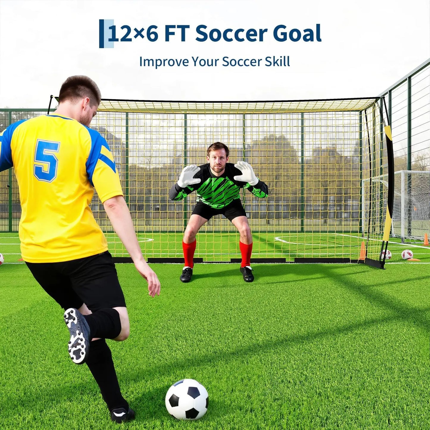 HiMISS Portable Soccer Goal With Foldable Metal Frame And Bag
