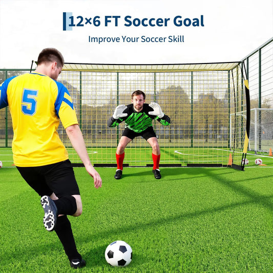 HiMISS Portable Soccer Goal With Foldable Metal Frame And Bag