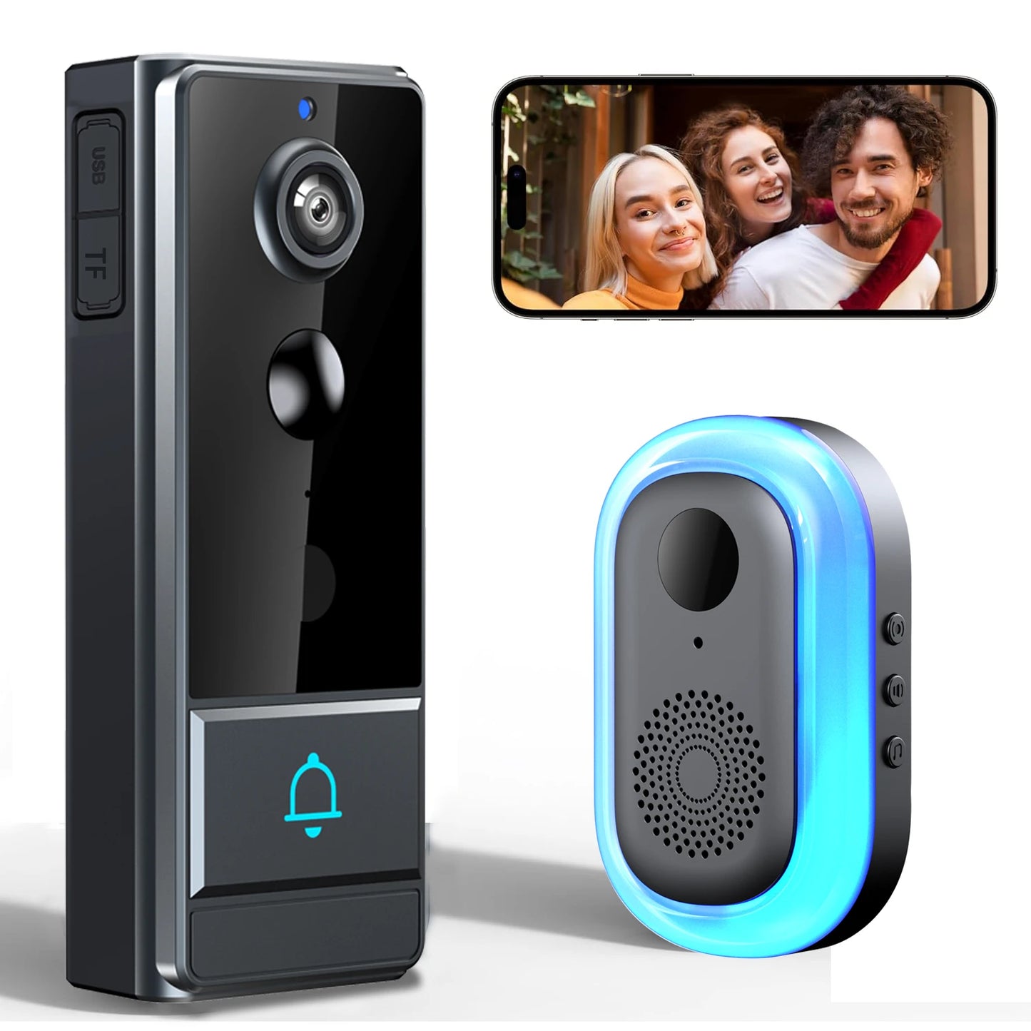 XBIBI Wireless Smart Video Doorbell With PIR Motion Detection