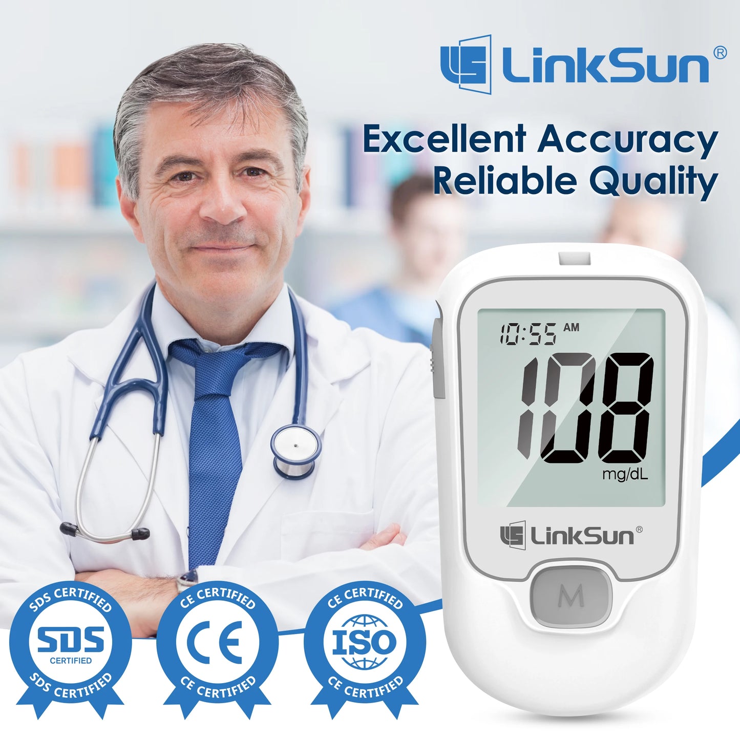 Linksun Blood Glucose Monitor G425 50 Strips Lancing Device