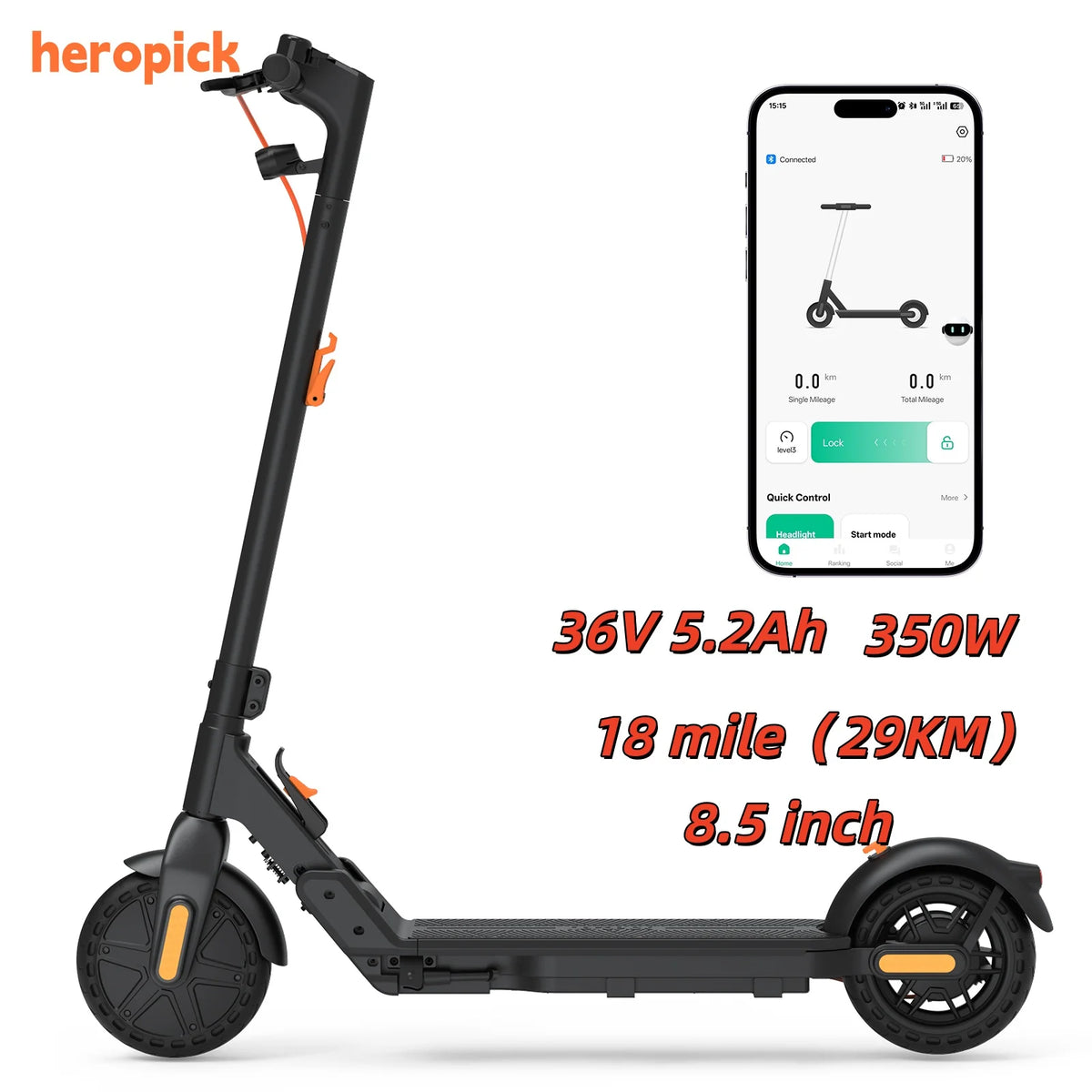 HeroPick C8 Adult Electric Scooter 350W Foldable 19 MPH