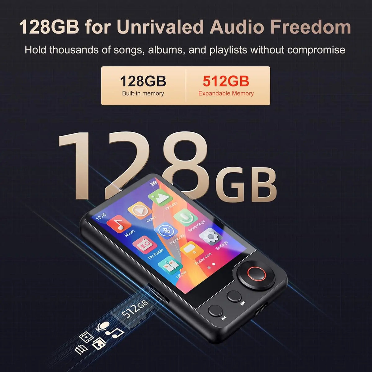 Mechen Bluetooth 5.3 MP3 Player Portable Touchscreen Speakers For Car