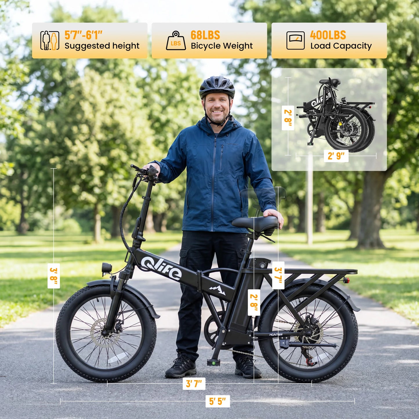Qlife Hunter 1200W Fat Tire Foldable Electric Bike