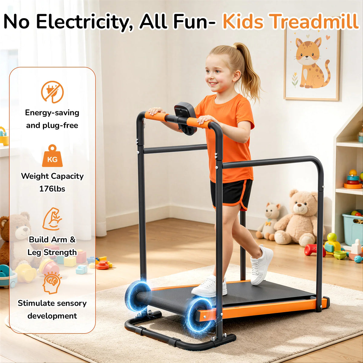 AKLUER Kids Walking Pad Treadmill Self Propelled Exercise Toy