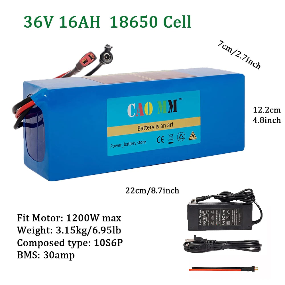 CAO MM 36V Ebike Battery 10 20Ah Powering 200 1200W