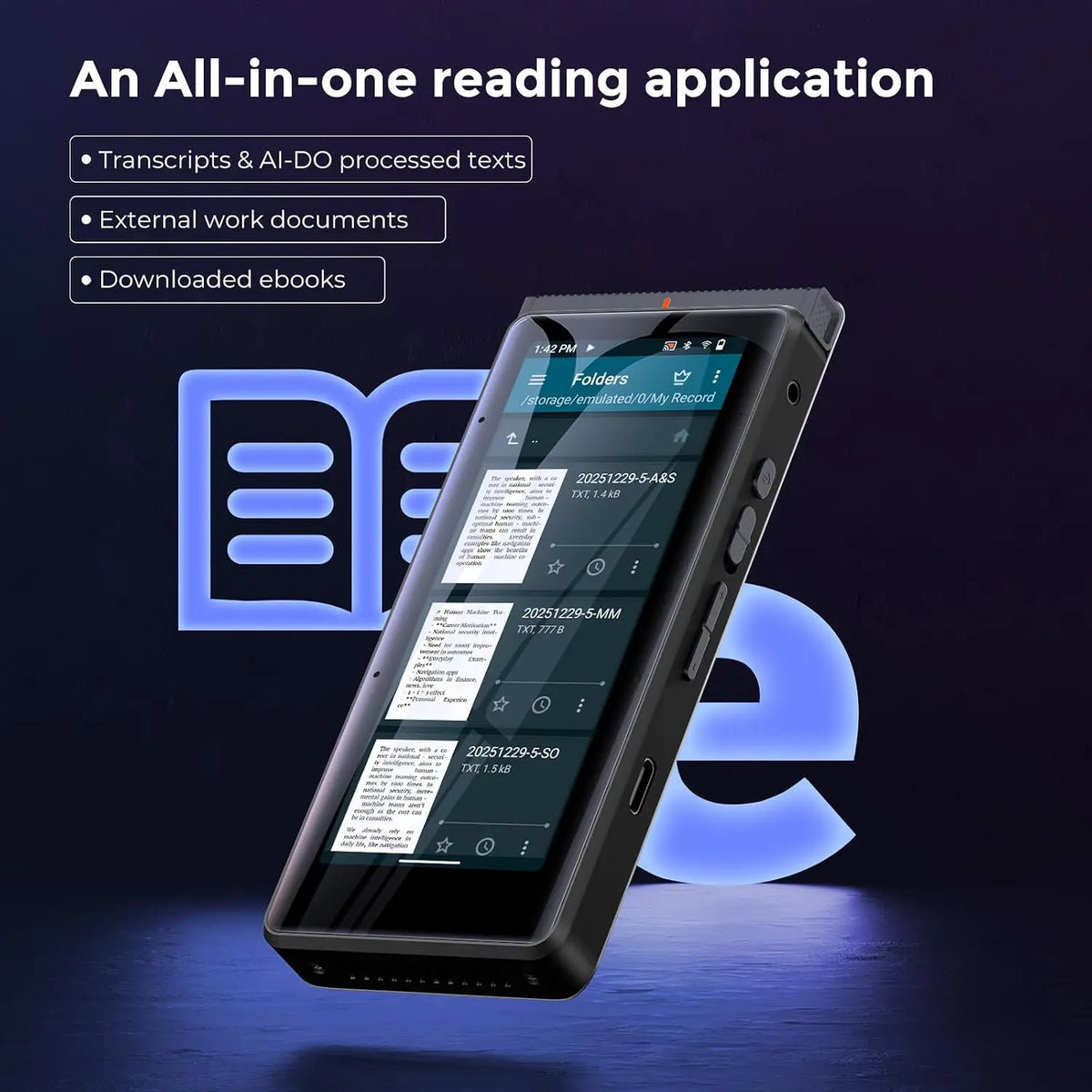 AI Voice Recorder With Offline Transcription Translation Summarize 64GB