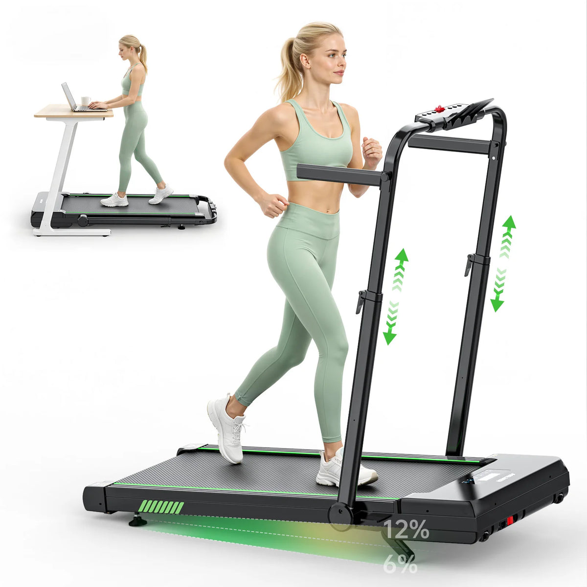 AKLUER Walking Pad With Auto Incline And Bluetooth Speaker