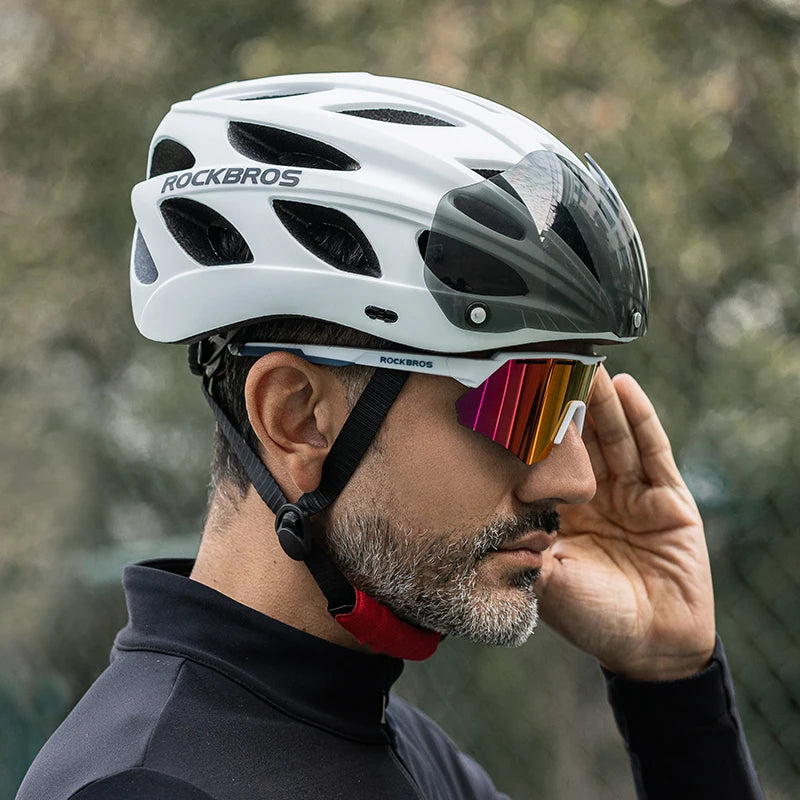ROCKBROS Cycling Helmet With Integrated Goggles For MTB And Road