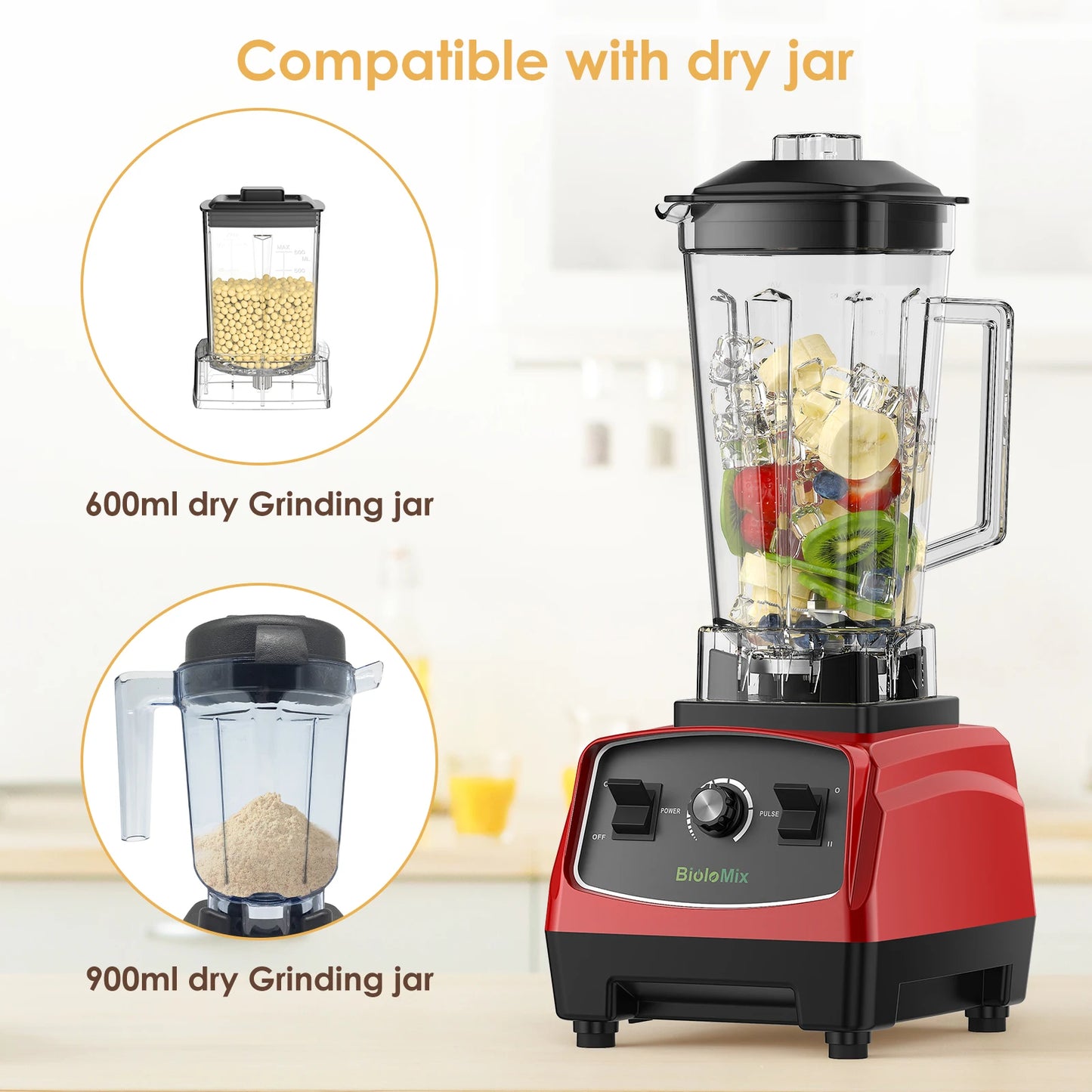Biolomix 2200W Heavy Duty Grade Blender Mixer Juicer Processor